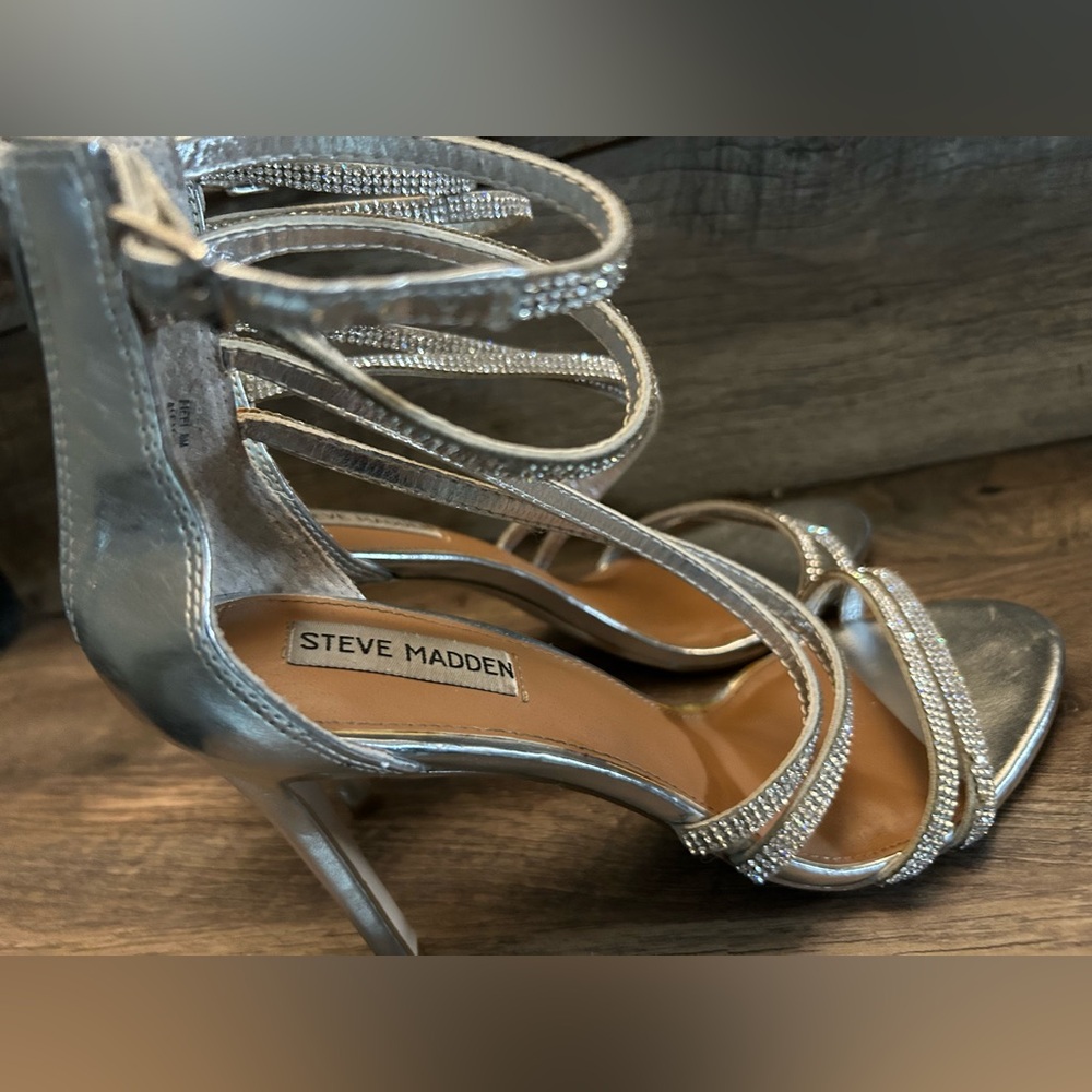 Steve Madden Metallic Strappy Heels - Picture 3 of 6